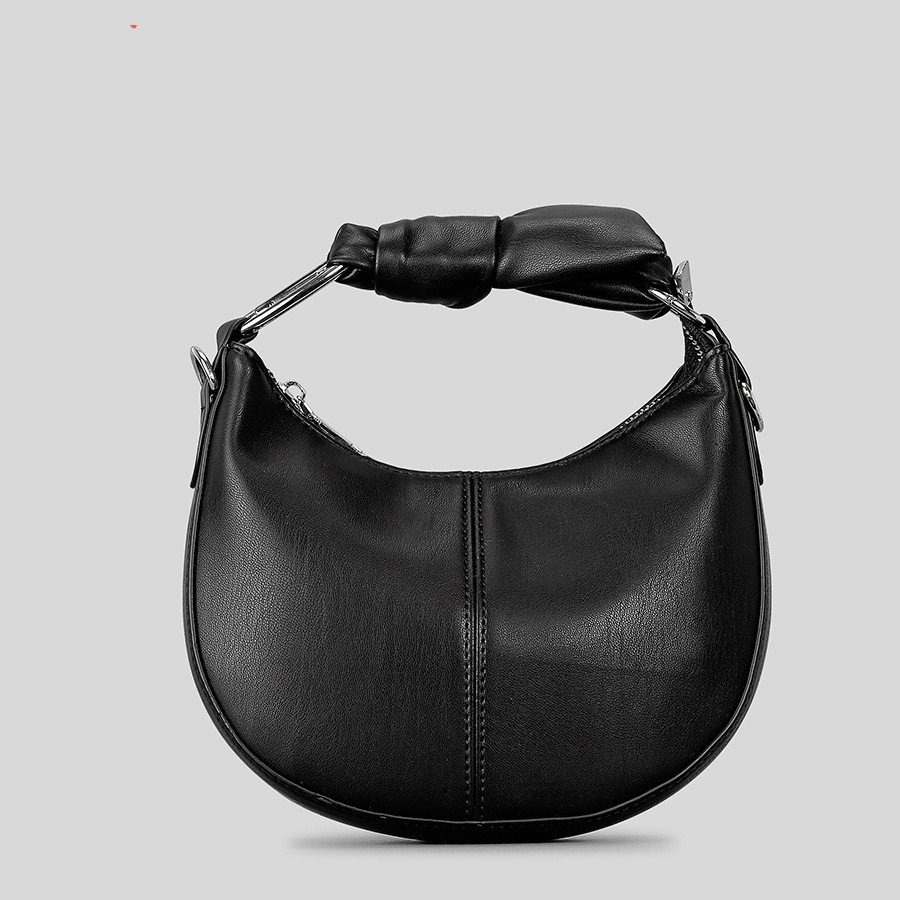 Fashionable Simple Soft Pu Saddle Bag Women's Niche Stitching Knotted Handbag - Image 3