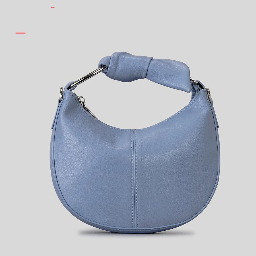 Fashionable Simple Soft Pu Saddle Bag Women's Niche Stitching Knotted Handbag - Image 7