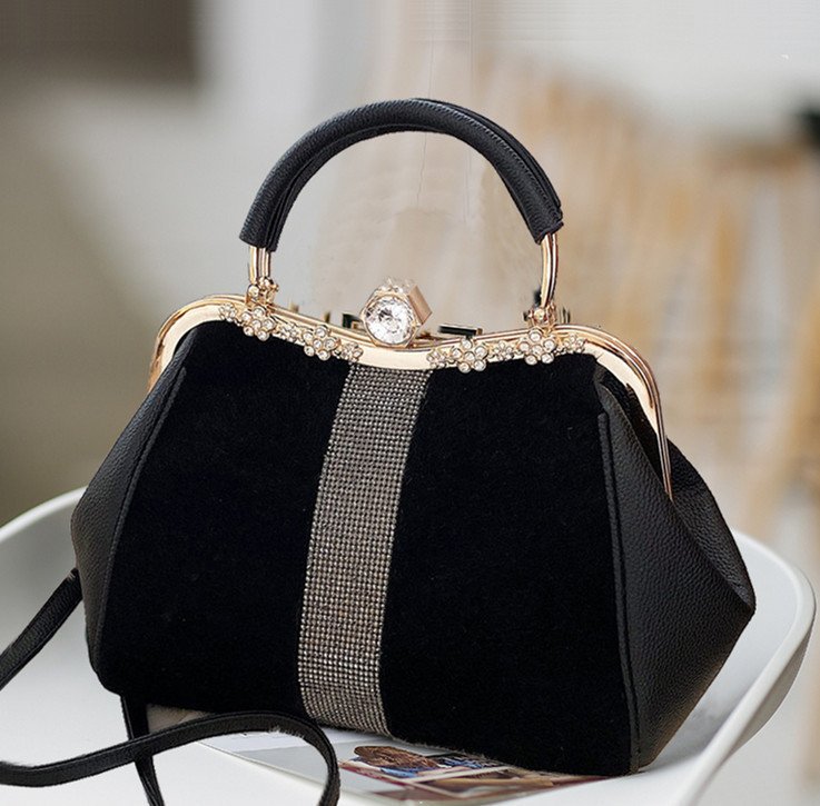 Autumn And Winter Diamond-embedded All-match Horse Hair-like Handbag - Image 9