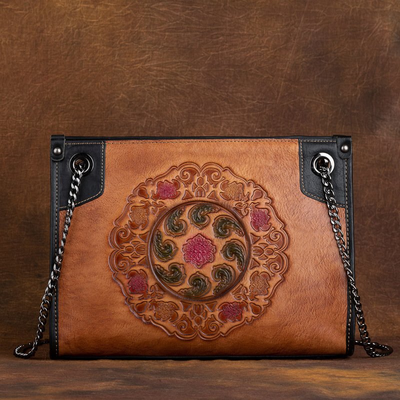 Large-Capacity ShoulderCrossbody Top-Grain Leather Tote Bag