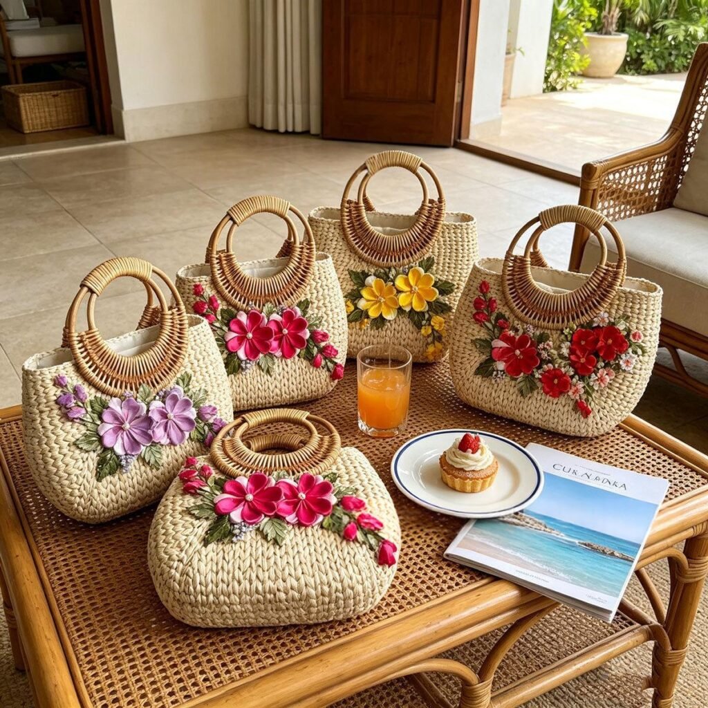 Straw Tote Bag For The Beach And Seaside