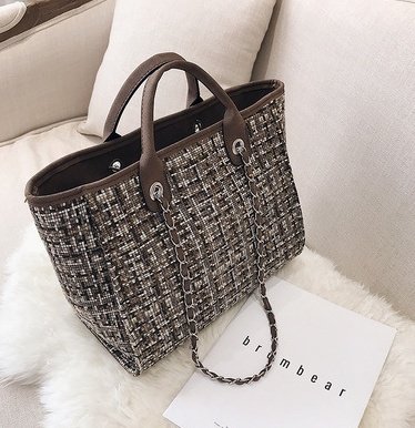Plaid cloth handbag Fashion big bag Spring and summer new chain shoulder bag tide small fragrance handbag - Image 8