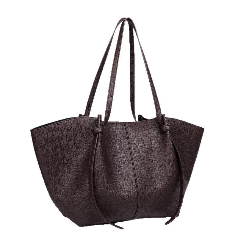 Lychee-pattern Leather Commuter Tote Bag With Large Capacity - Image 4