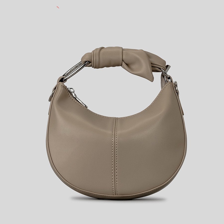 Fashionable Simple Soft Pu Saddle Bag Women's Niche Stitching Knotted Handbag - Image 6