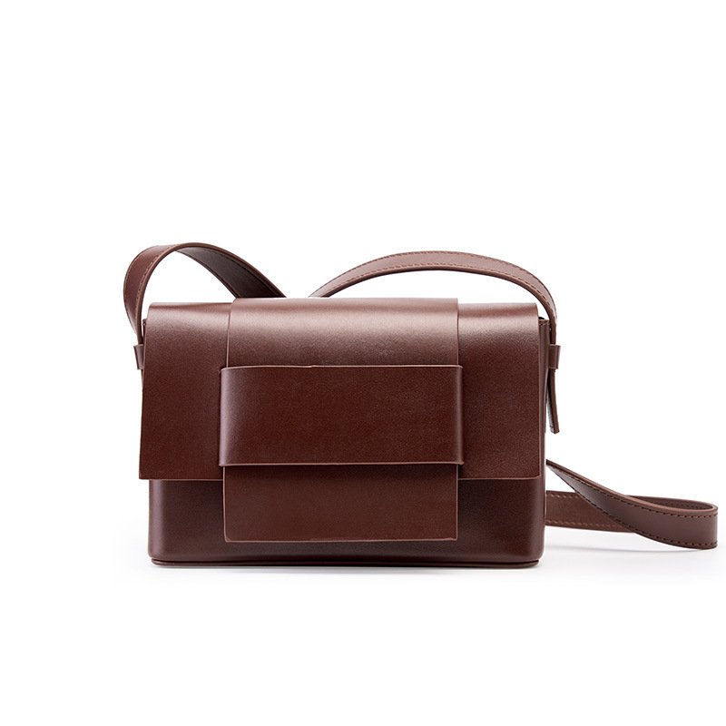 Neutral Soft Leather Woven Small Square Bag - Image 10