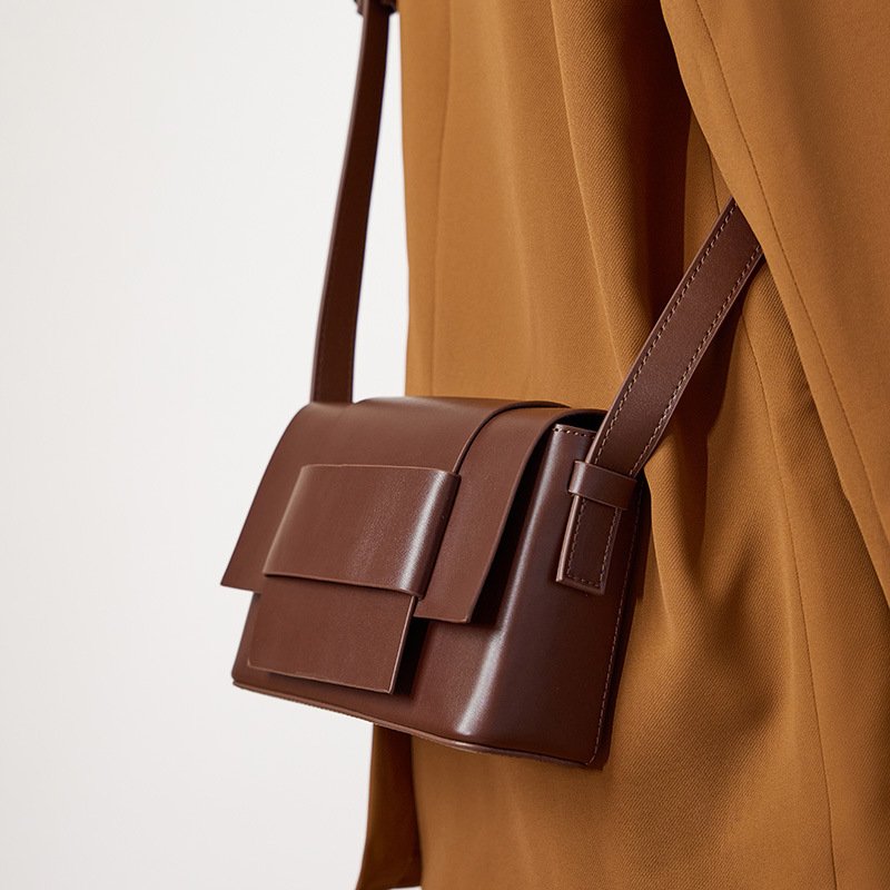 Neutral Soft Leather Woven Small Square Bag - Image 9