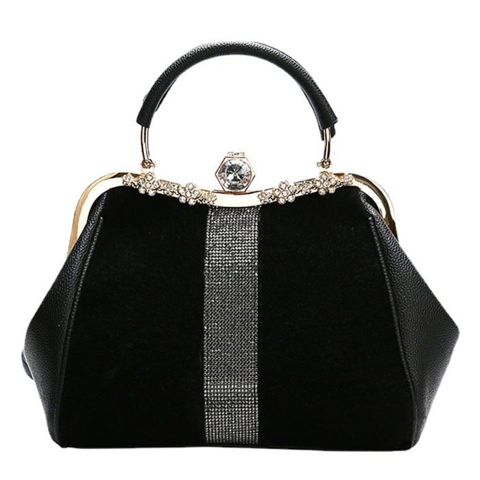 Autumn And Winter Diamond-embedded All-match Horse Hair-like Handbag - Image 7