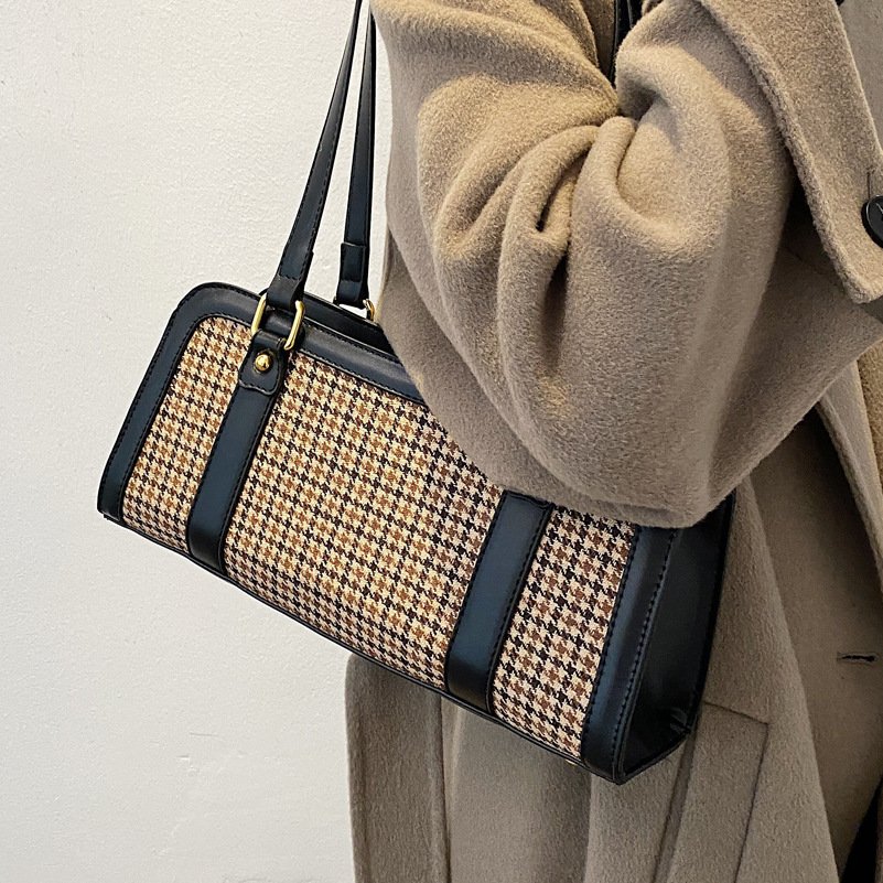Fashion Women's Simple Houndstooth One-shoulder Armpit Bag - Image 4