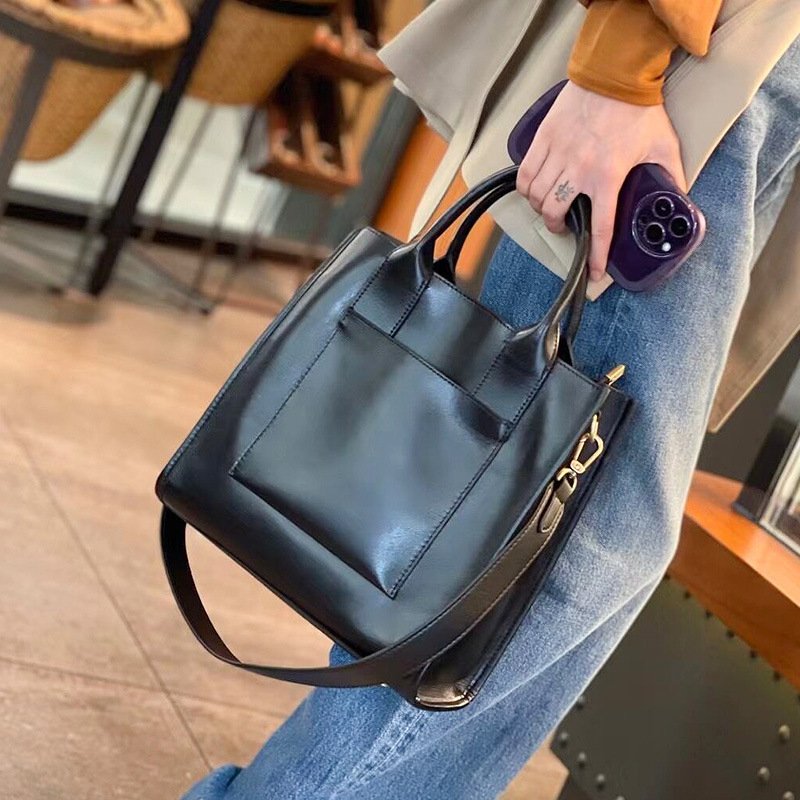 Women's Genuine Leather Crossbody Tote Handbag - Image 9