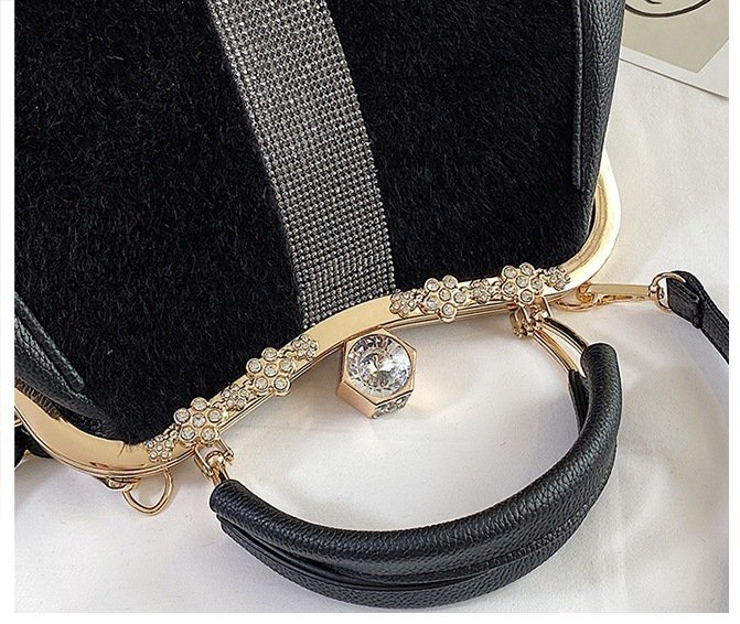 Autumn And Winter Diamond-embedded All-match Horse Hair-like Handbag - Image 10