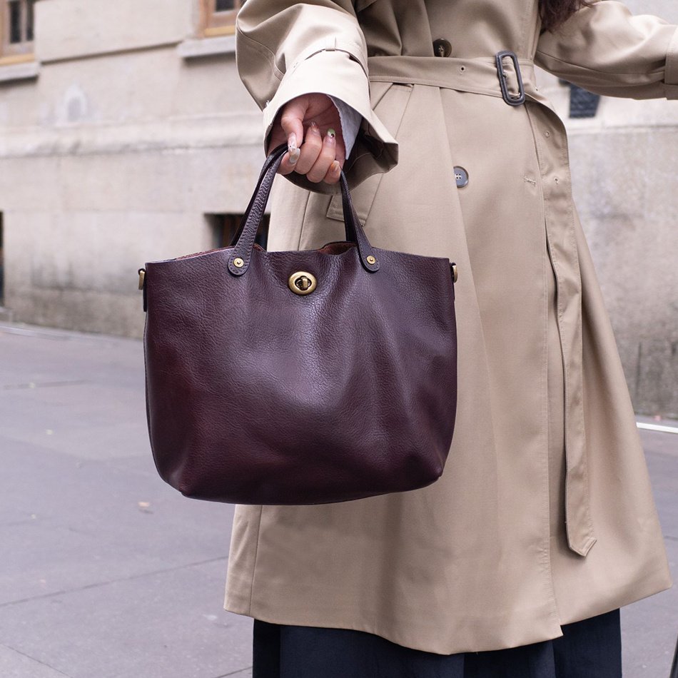 European And American Vintage First-layer Tree-tanned Cowhide Tote Bag, Commuter Handbag, Casual Single-shoulder Genuine Leather Crossbody Bag
