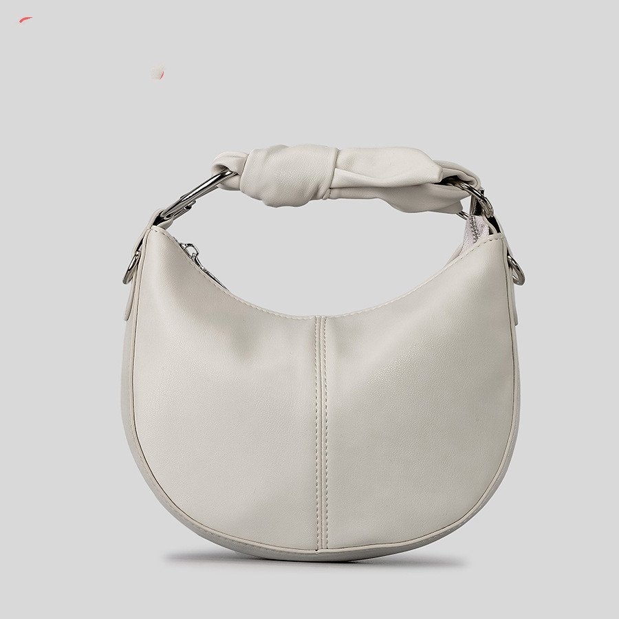 Fashionable Simple Soft Pu Saddle Bag Women's Niche Stitching Knotted Handbag - Image 5