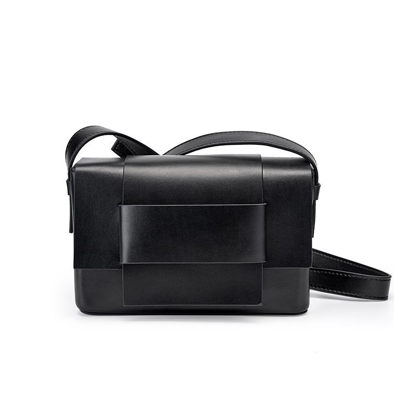 Neutral Soft Leather Woven Small Square Bag - Image 8
